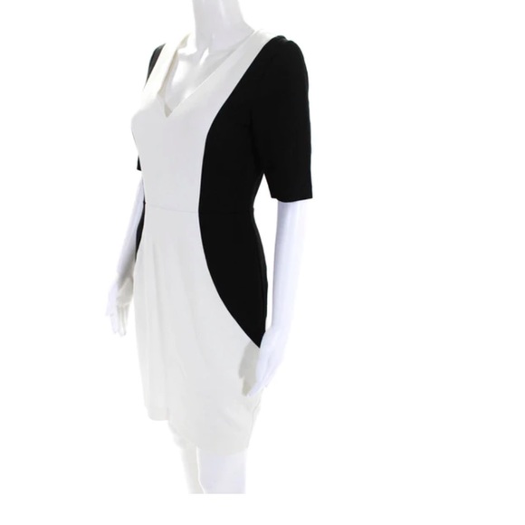 Trina Turk Womens Knit Color Block Short Sleeve Sheath Dress White Black Size 0 - Picture 10 of 11